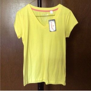 NWT Grane Short Sleeve Daylight Yellow V-Neck T-Shirt, Size L